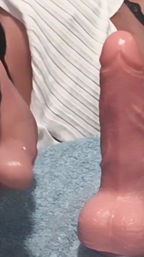 Naughty Trans Honey with Glossy Eyes Worships Cock with Bible in the Background