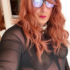 Sexy Crossdresser kellycd2022 in tan pantyhose and black bodysuit