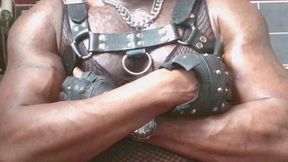 fishnet bodysuit & leather harness titplay bbc verbal heavy cum scenes