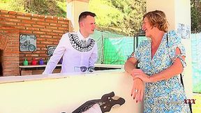 Busty Mature Cougar Mrs. Molly Seduces The Resort Bartender