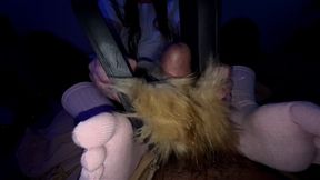 My naughty stepmom in her faux fur slides with pick toe socks drains my balls twice taboo.