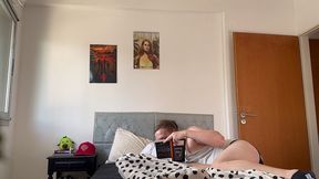 tight anal riding on huge step-bro s cock while cuckold spies on us [4k threesome]