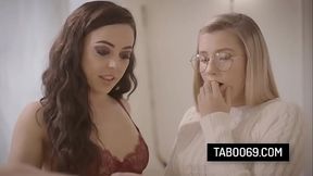 Playful teen best friends Carolina Sweets and Whitney Wright share one cock