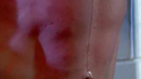 ”Drooling stud Derek Pain moans in agony as he feels the pain of the flogger”