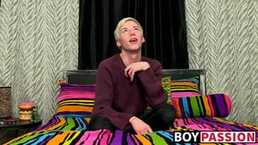 Young twink interviewed before jerking off hard