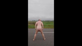 Exhibitionist Does Striptease on the Country Road