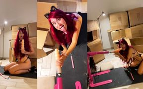 Me- Cat Red Fetish Girl Got Sexually Aroused and Blowjob, Sucked Sex Machine