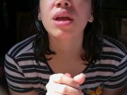 Quickie! Sunny blowjob, cumplay & swallow! (POV CFNM)