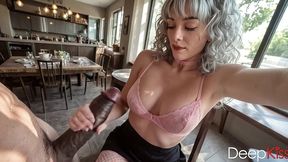 a cute waitress takes my dick in her mouth and sucks it like a dirty whore instead of letting me pay for the drinks[ai]
