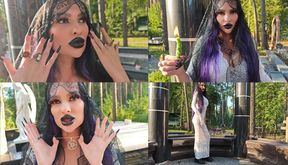 Gothic witch wanders the cemetery, performs black magic rituals, and makes you to worship her and Devil