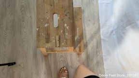 I call my slave to lick my sweaty stinky feet and toes in sandals after a long walk part 1