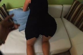 Sensual and Pretty Brunette Sucks a Big Black Cock in POV