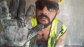 Worker mess of mud