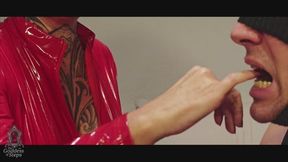 The Goddess in Red Latex - Finger Biting Ritual & Bite Mark Display