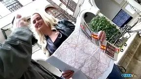 Stretching her asshole in the park always feels good as the skinny blonde milf moans