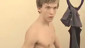 Handsome Young Man Spunks Up His Belly During Jerk Off