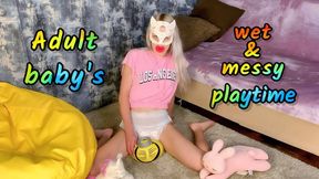 DIAPER: Adult baby Mia Mimi wet and messy playtime(720p)