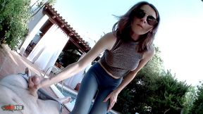 parade of camel toe in leggings and fuck at the pool