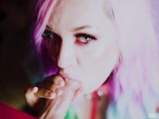 Latex Kawaii doll Sabien DeMonia gives Daddy ahegao blowjob-job