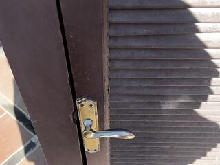 Risky public sex in a beach changing cabin.We've been caught