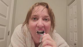 Tooth and Tongue Brushing lots of suds and drool
