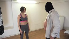 Gym Babe Dominates Fat Masked Submissive