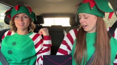 Horny Elves cumming in drive thru with remote controlled vibrators