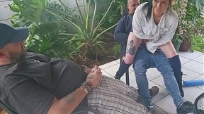 Cuckold friend fucks my wife as I jerk off and cum on them