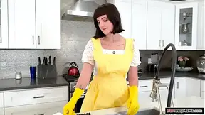 Stepson got accepted into college so his busty stepmom sucks his massive tool as a gift He bangs the tattooed cougar as she masturbates her shaved cunt