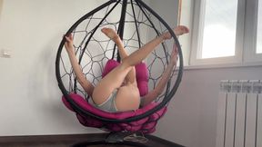 Short Shorts stretching in swing