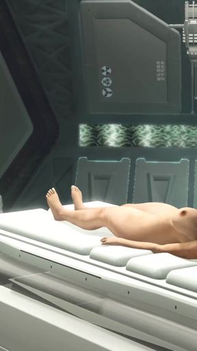 Unforgettable moment from "Futa alien plays with a young busty sexy hottie in the sci-fi lab"