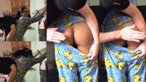 Bratty eRica thinks a burglar is Santa and gets her ass beat on Christmas eve