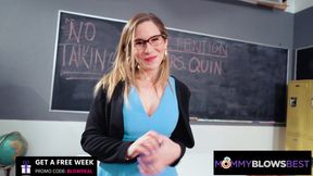 MOMMY BLOWS BEST - Blonde MILF Aderes Quin Gives POV Blowjob in Detention