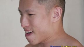 Asian hunk fucks his Asian jock friend while blindfolded