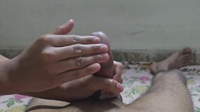 Desi Wife Giving Oil Massage and Making Husband Cum Hard. Indian Desi Wife Giving Best Handjob to Her Husband