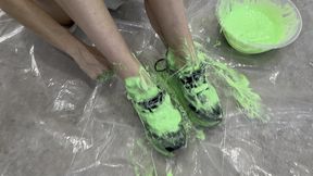 trashing sneakers (trainers) with super sticky slime