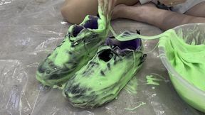 trashing sneakers (trainers) with super sticky slime