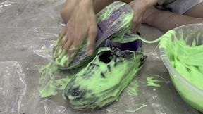 trashing sneakers (trainers) with super sticky slime