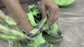trashing sneakers (trainers) with super sticky slime