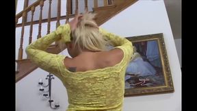 Blonde MILF with Boots and Lingerie Fingers Her Pussy Hot