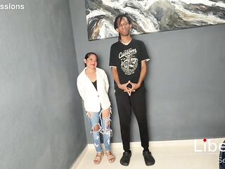 Tiny gal and her 1st experience with a ebony dick