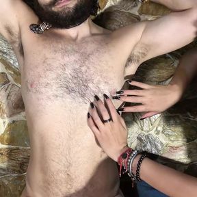 Made for hairy bodies lovers, playing with his hairy chest and armpits and scratching his back