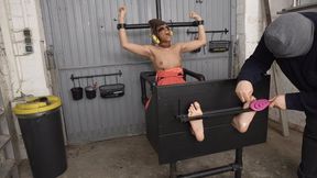 Extreme tickling in our new foot pillory ( HD )
