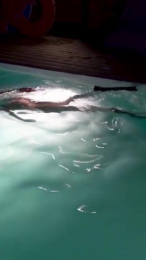 Night Swim in Latex Swimsuit & Full Face Mask