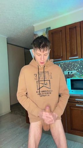 I Couldnt Stop Stroking My Big Cock Until I Covered the Floor in Sperm