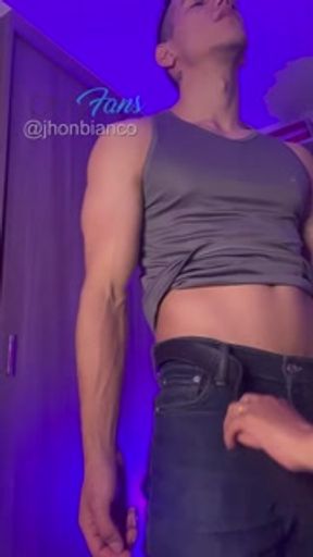 sensual muscle worship straight boy and cumshot on your hands