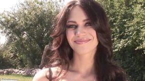 Pretty girl fucks her man outdoors