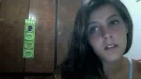 Hot brunette college girl flashes her fresh young body