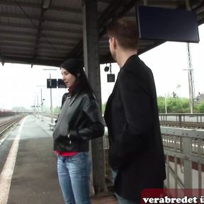 Skinny german slut pick up at train station and fucked