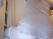 strawberry sits ass on a dildo with a diameter of 9 cm